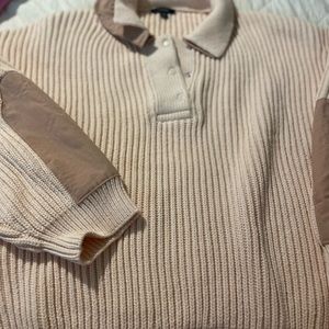 JCrew snap quarter cotton rib sweather